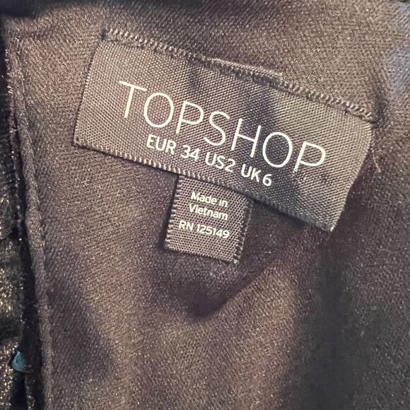 Topshop Black Velvet Rainbow Stud Dress Ruffle Formal Party Cocktail Open Back 2 - Picture 7 of 8